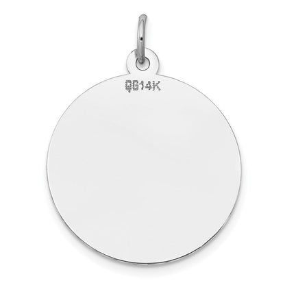14K Weißgold Rund Plättchen Charm