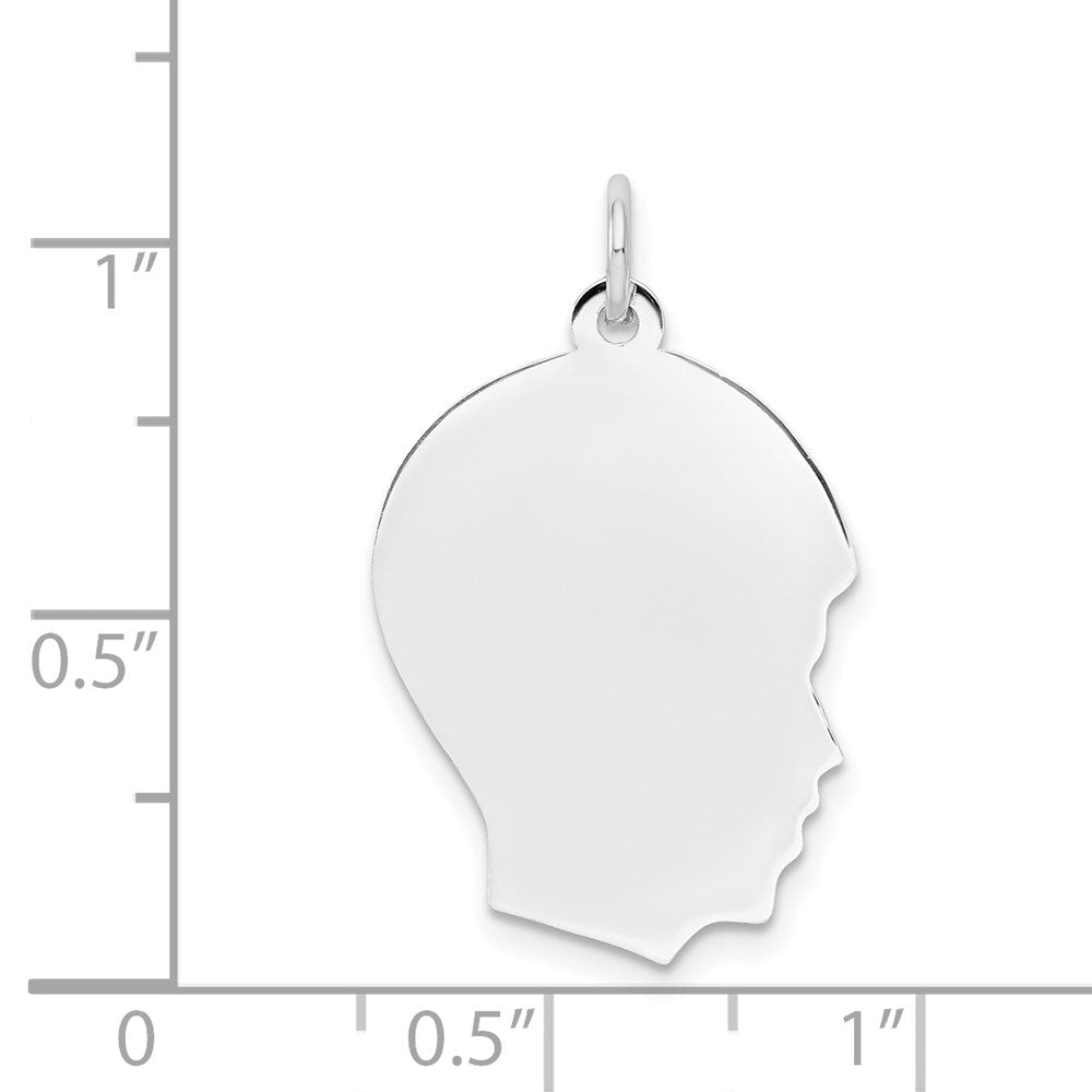 14K Weißgold 14K Weiß Schlicht Mittel.009 Depth Zugewandt Right Gravierbar Junge Charm