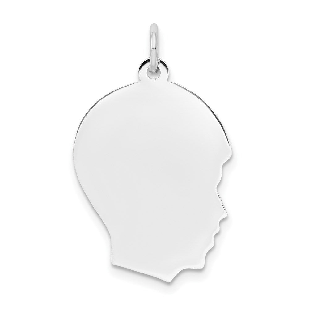 14K Weißgold 14K Weiß Schlicht Mittel.009 Depth Zugewandt Right Gravierbar Junge Charm