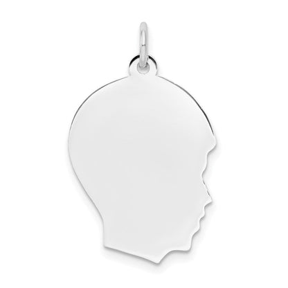 14K Weißgold 14K Weiß Schlicht Mittel.009 Depth Zugewandt Right Gravierbar Junge Charm