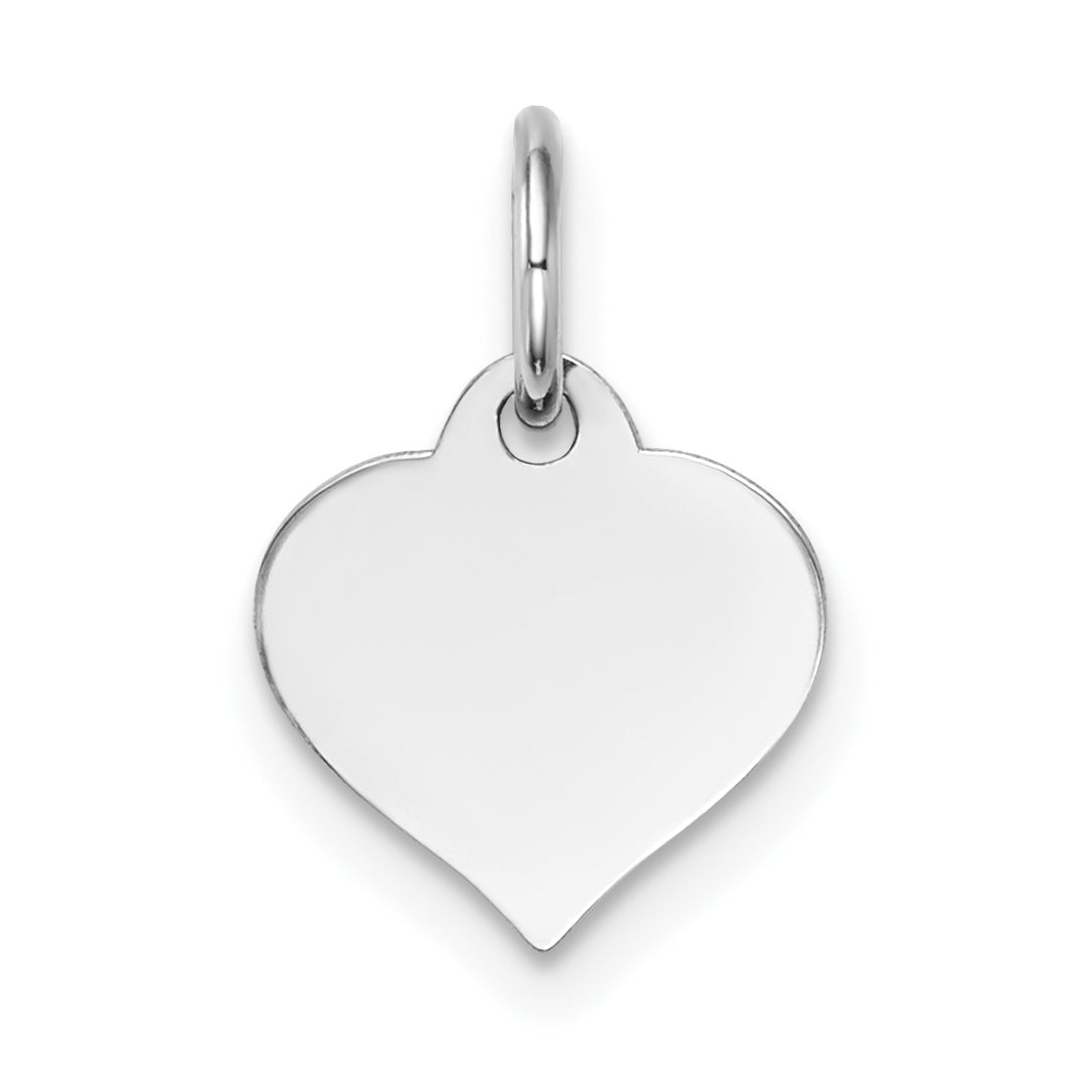 14K Weißgold Herz Plättchen Charm