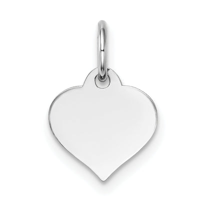 14K Weißgold Herz Plättchen Charm