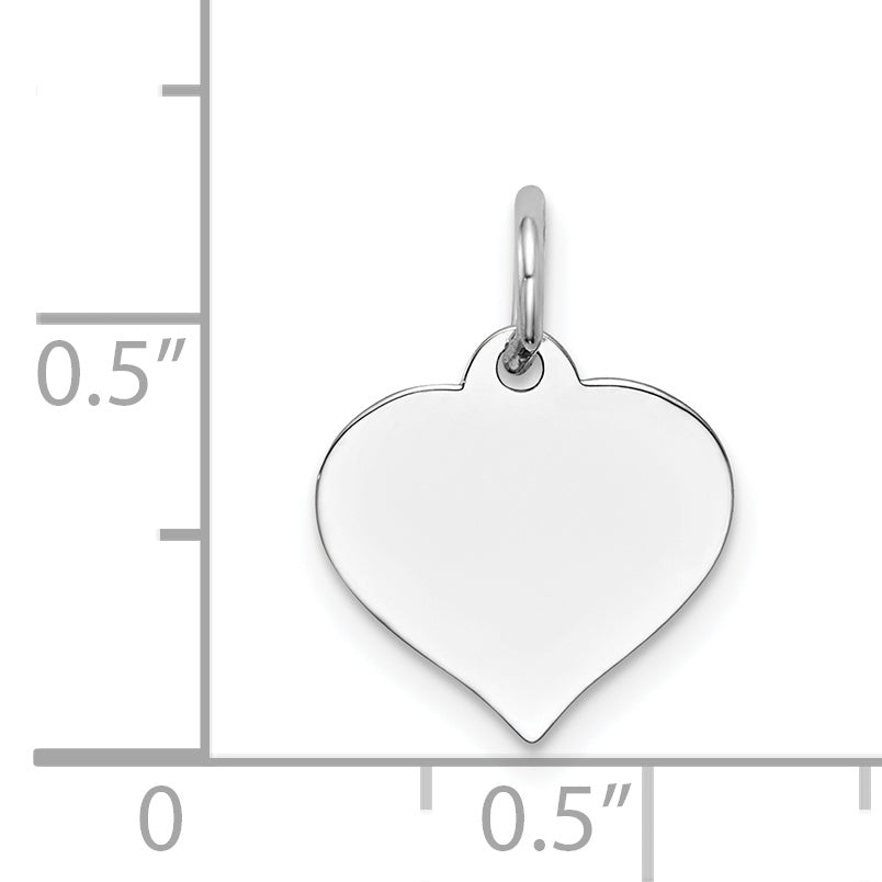 14K Weißgold Herz Plättchen Charm