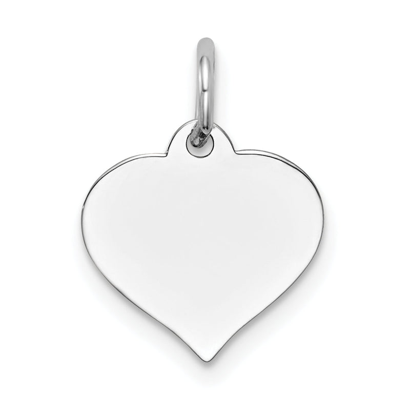 14K Weißgold Herz Plättchen Charm