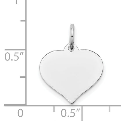 14K Weißgold Herz Plättchen Charm