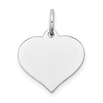 14K Weißgold Herz Plättchen Charm