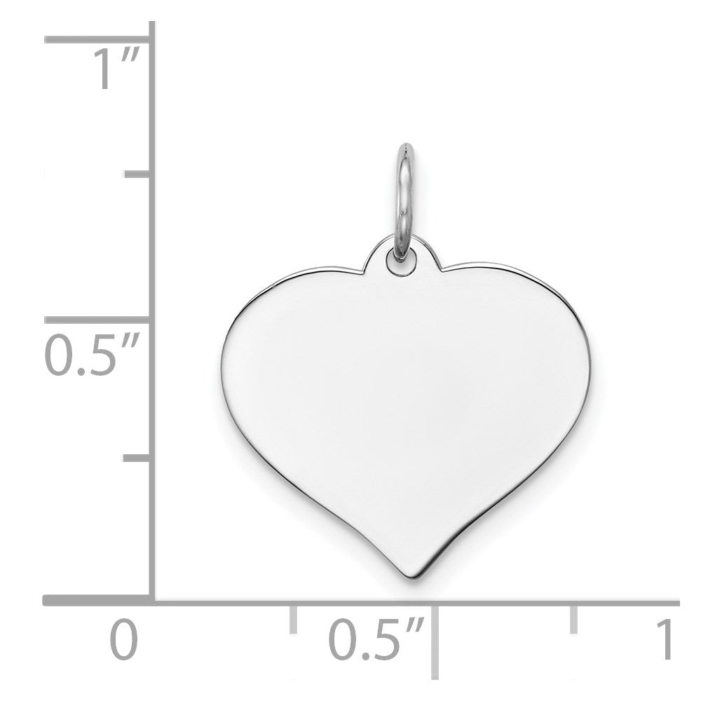 14K Weißgold Herz Plättchen Charm