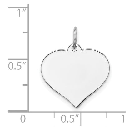 14K Weißgold Herz Plättchen Charm