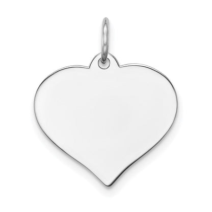 14K Weißgold Herz Plättchen Charm