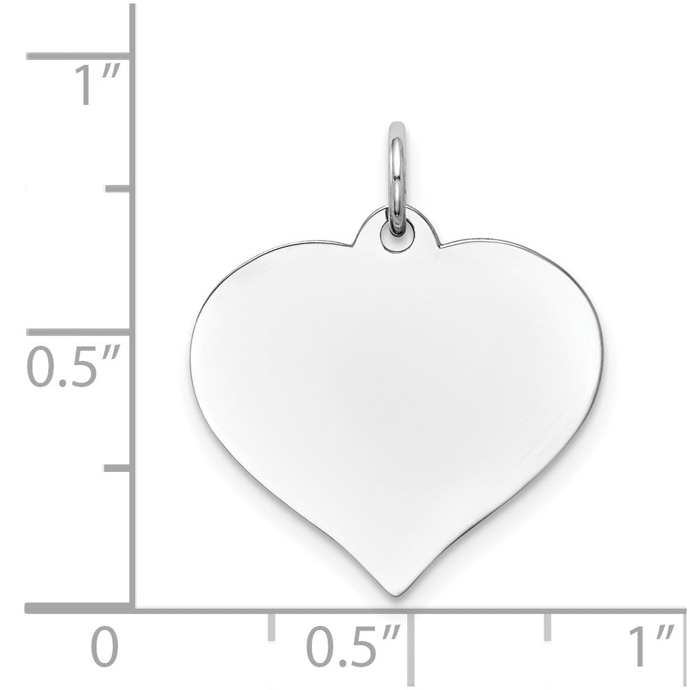 14K Weißgold Herz Plättchen Charm