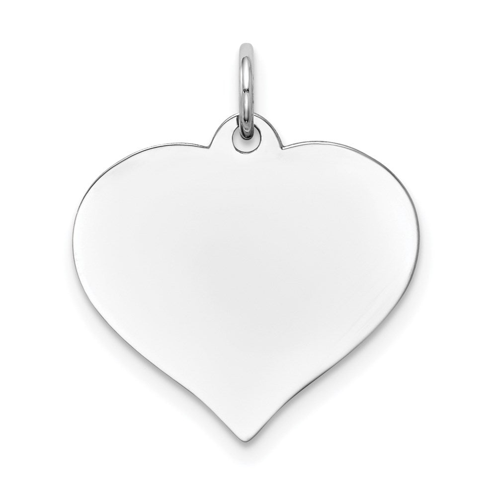 14K Weißgold Herz Plättchen Charm