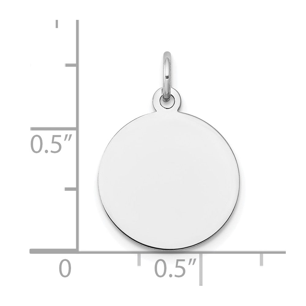 14K Weißgold Schlicht Kreisförmig Gravierbar Plättchen Charm