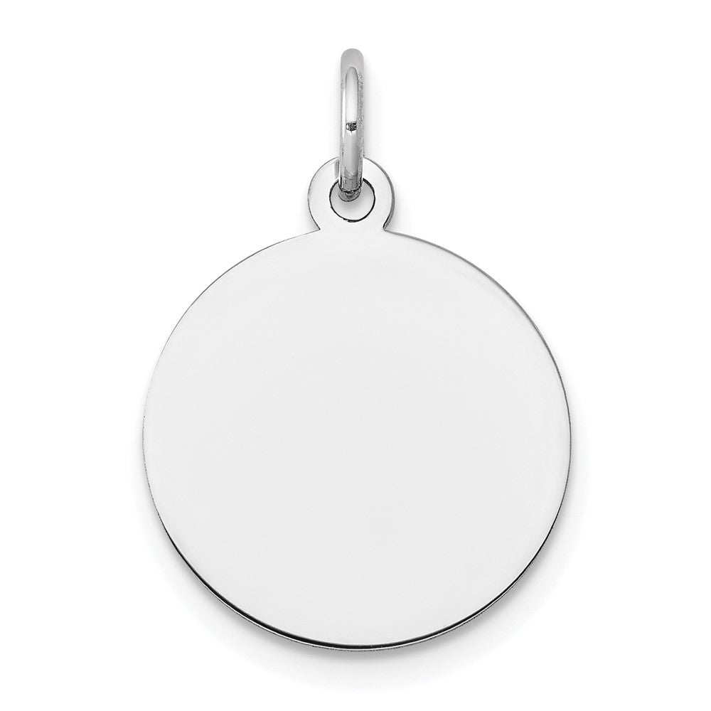 14K Weißgold Schlicht Kreisförmig Gravierbar Plättchen Charm