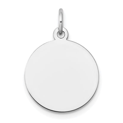 14K Weißgold Schlicht Kreisförmig Gravierbar Plättchen Charm