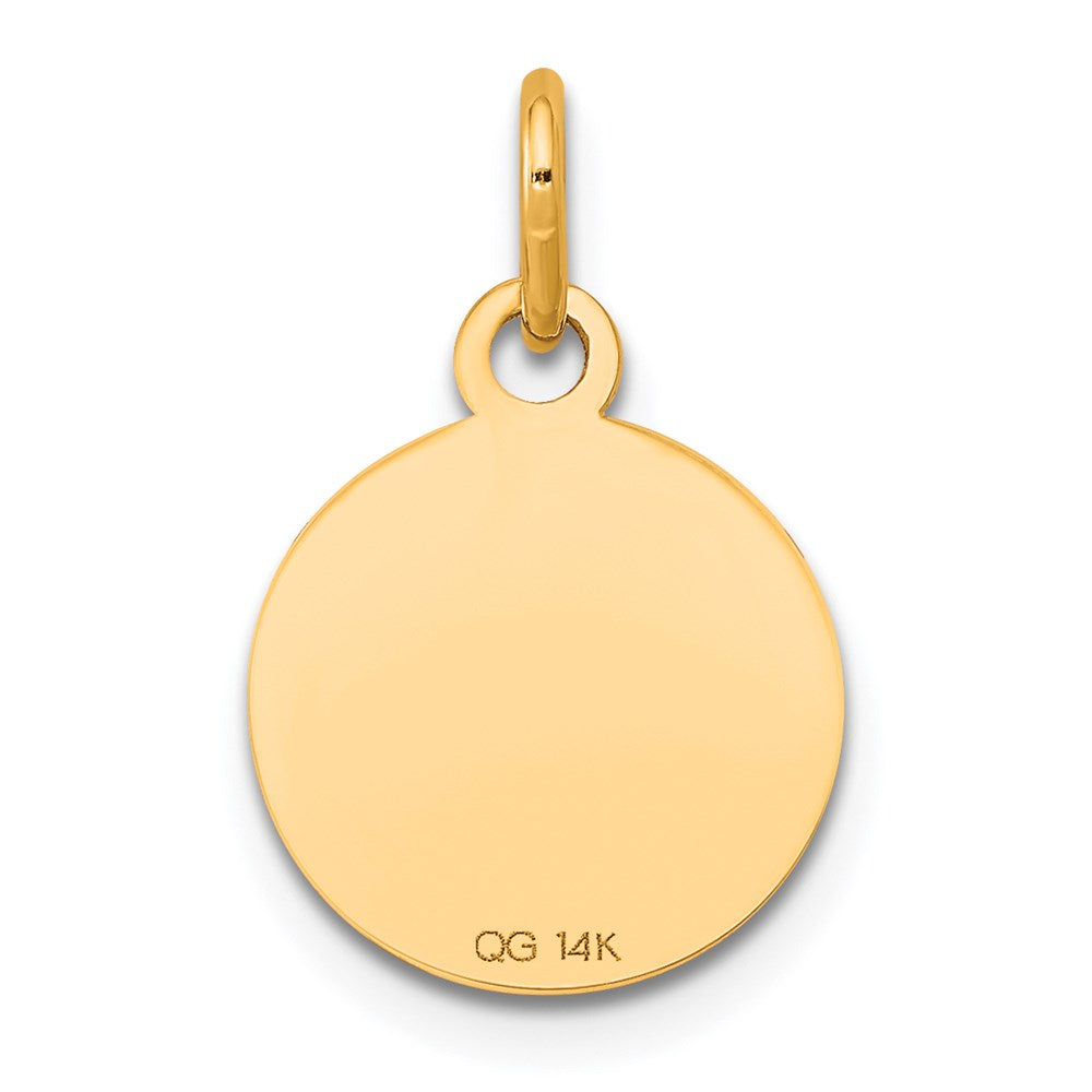 14K Weißgold 14K Weißgold mit Emaille.027 Stärke Kreisförmig Gravierbar Plättchen