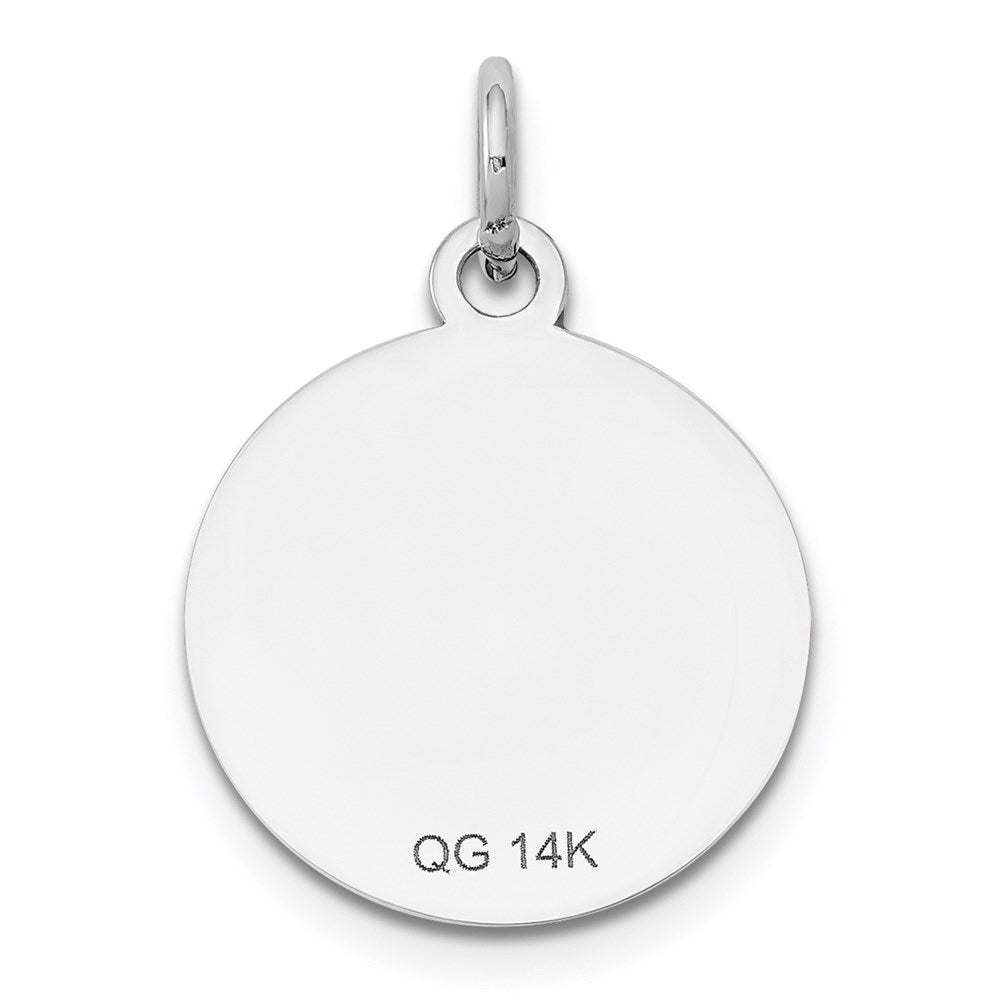 14K Weißgold 14K Weißgold mit Emaille.027 Stärke Kreisförmig Gravierbar Plättchen