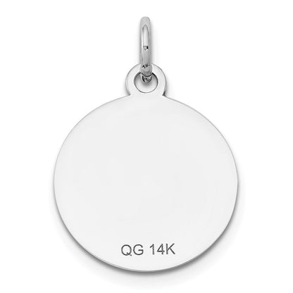 14K Weißgold 14K Weißgold mit Emaille.027 Stärke Kreisförmig Gravierbar Plättchen