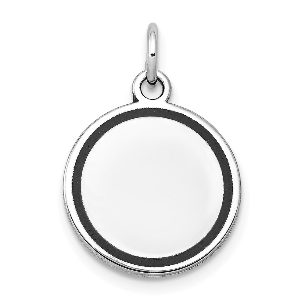 14K Weißgold 14K Weißgold mit Emaille.027 Stärke Kreisförmig Gravierbar Plättchen