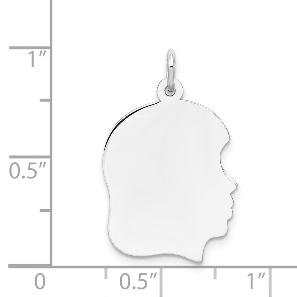 14K Weißgold 14K Weiß Schlicht Mittel.009 Depth Zugewandt Right Gravierbar Mädchen Charm