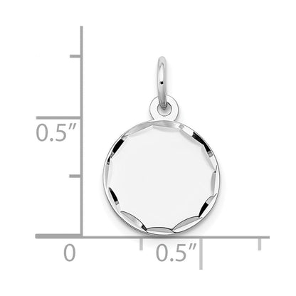14K Weißgold Geätzt Gravierbar Rund Plättchen Charm