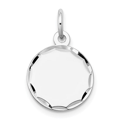 14K Weißgold Geätzt Gravierbar Rund Plättchen Charm