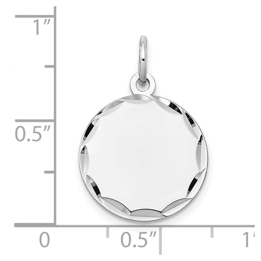 14K Weißgold Geätzt Gravierbar Rund Plättchen Charm