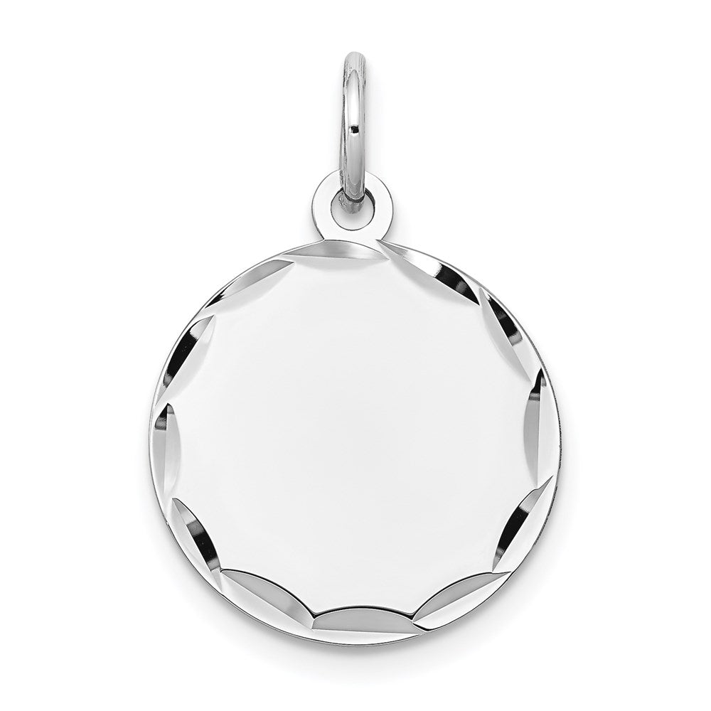 14K Weißgold Geätzt Gravierbar Rund Plättchen Charm