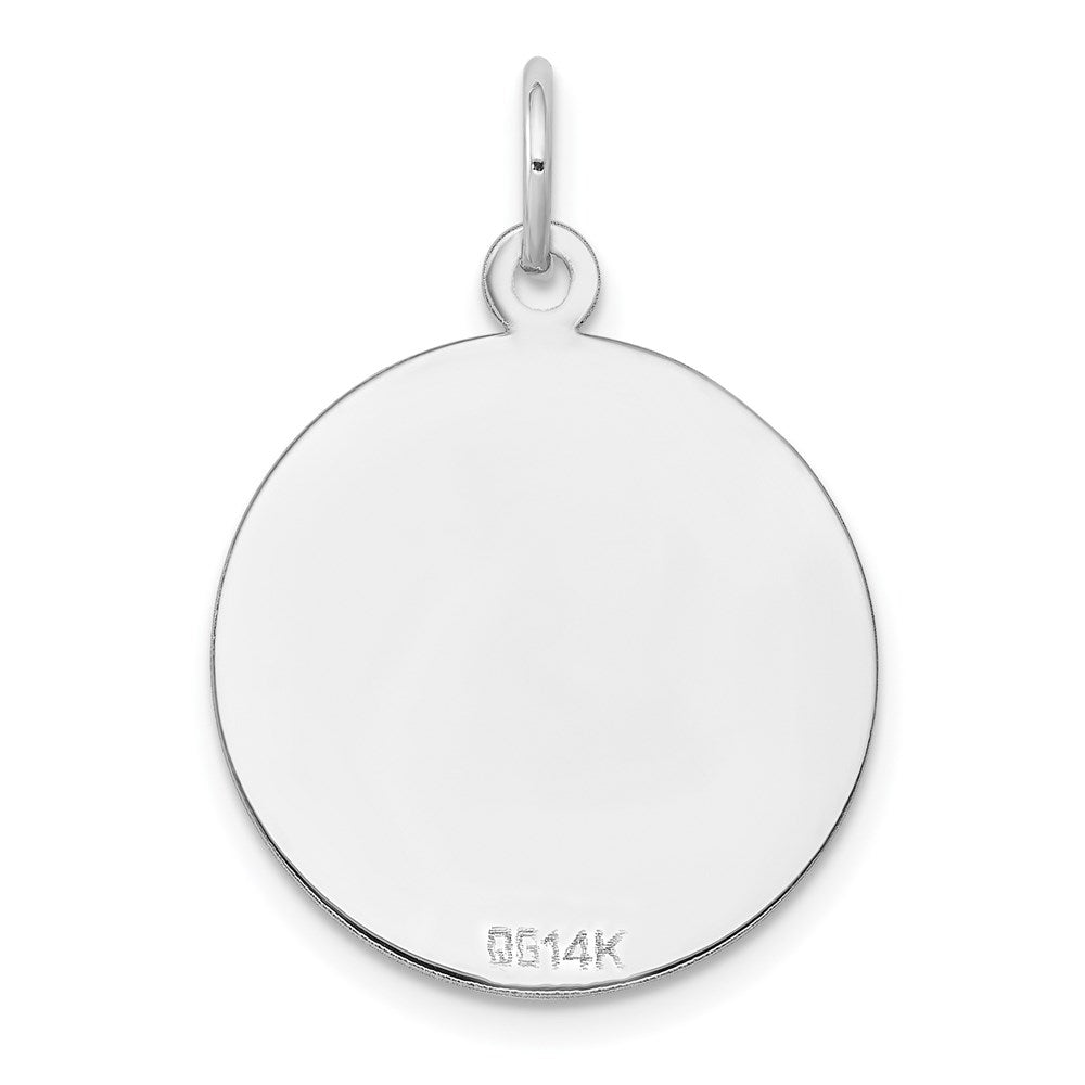 14K Weißgold 14K Weißgold Geätzt.013 Stärke Gravierbar Rund Plättchen Charm