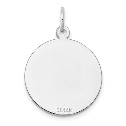 14K Weißgold Geätzt Gravierbar Rund Plättchen Charm