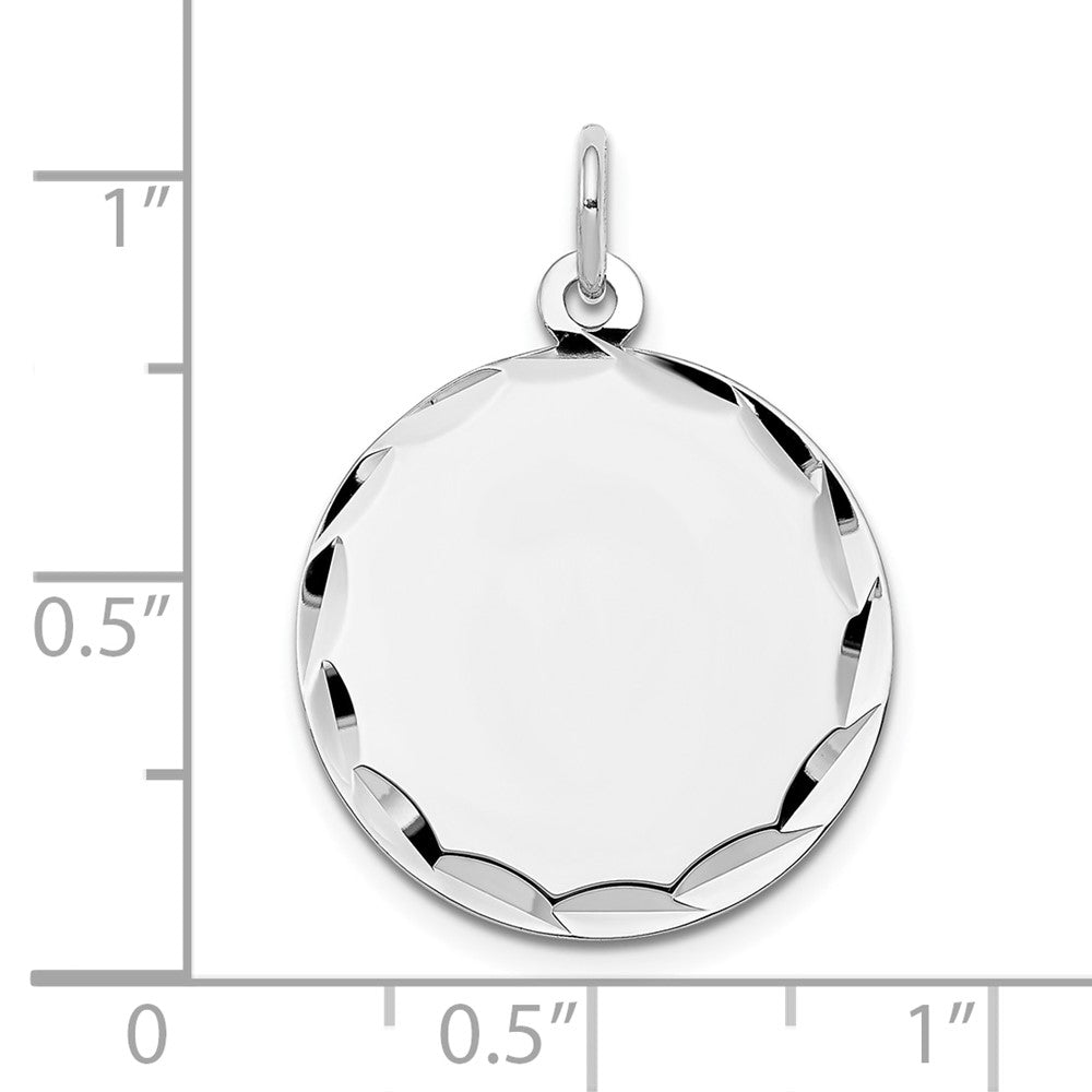 14K Weißgold 14K Weißgold Geätzt.013 Stärke Gravierbar Rund Plättchen Charm