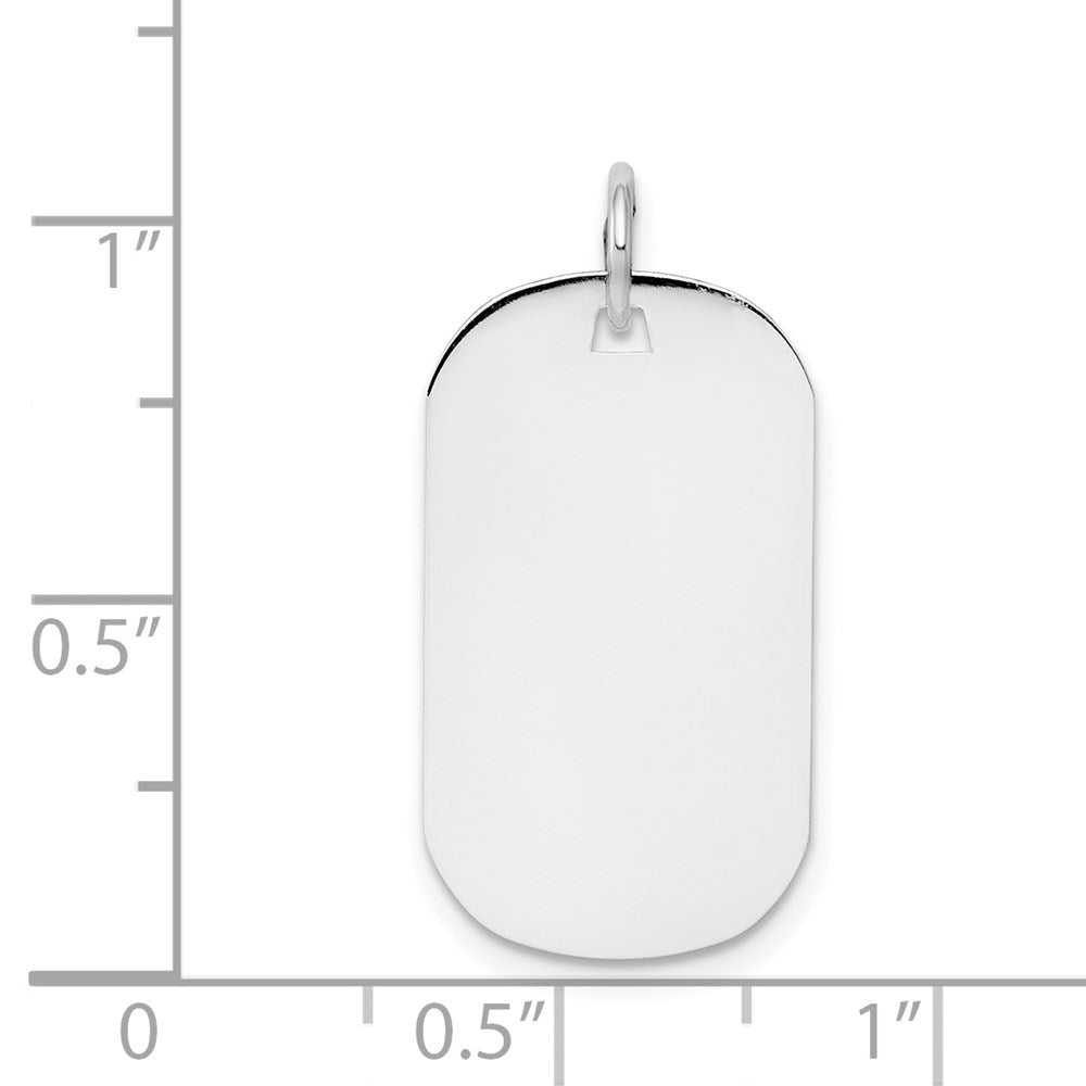 14K Weißgold Schlicht Gravierbar Erkennungsmarke Plättchen Charm
