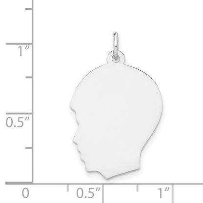14K Weißgold 14K Weiß Schlicht Mittel.009 Depth Zugewandt Left Gravierbar Junge Charm