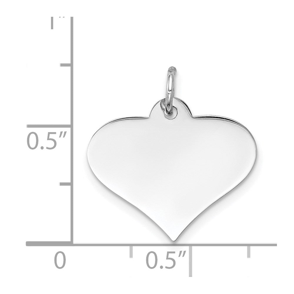 14K Weißgold Schlicht Gravierbar Herz Plättchen Charm