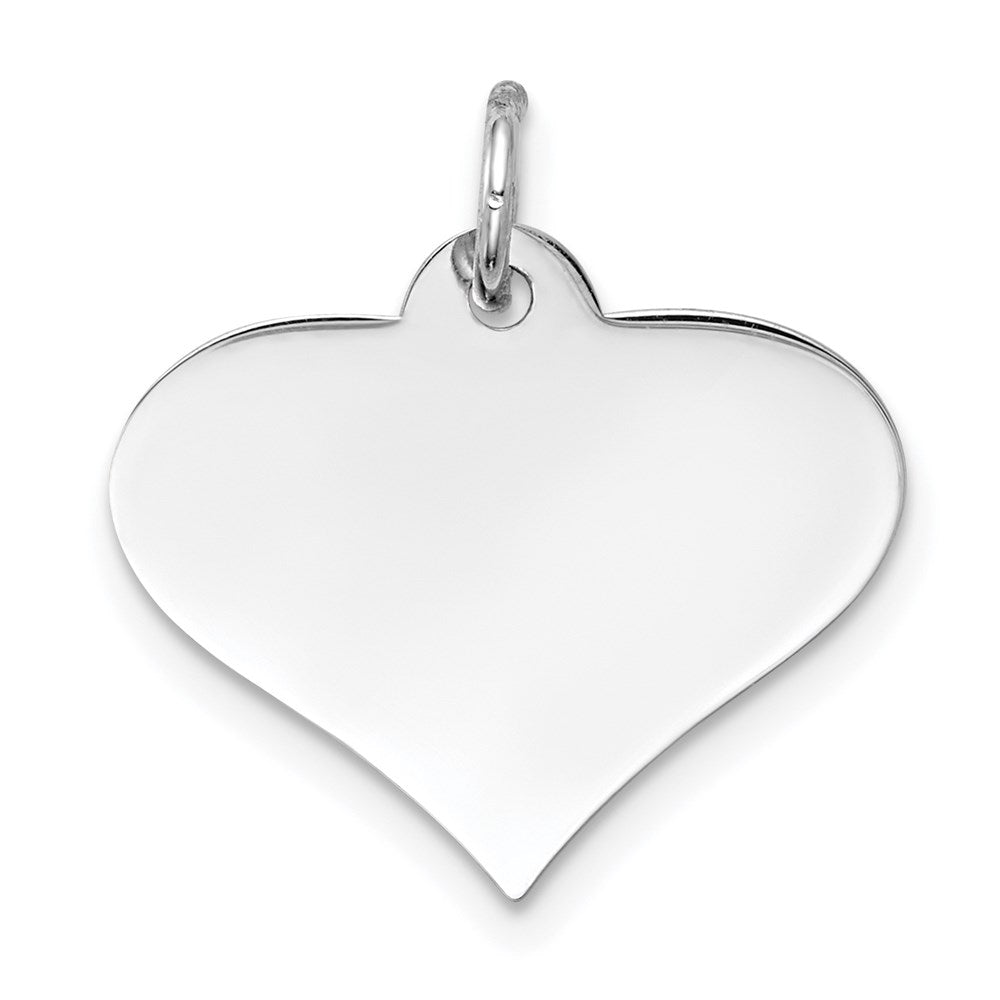 14K Weißgold Schlicht Gravierbar Herz Plättchen Charm