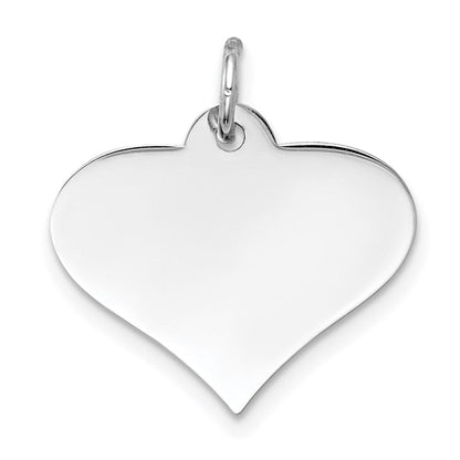14K Weißgold Schlicht Gravierbar Herz Plättchen Charm