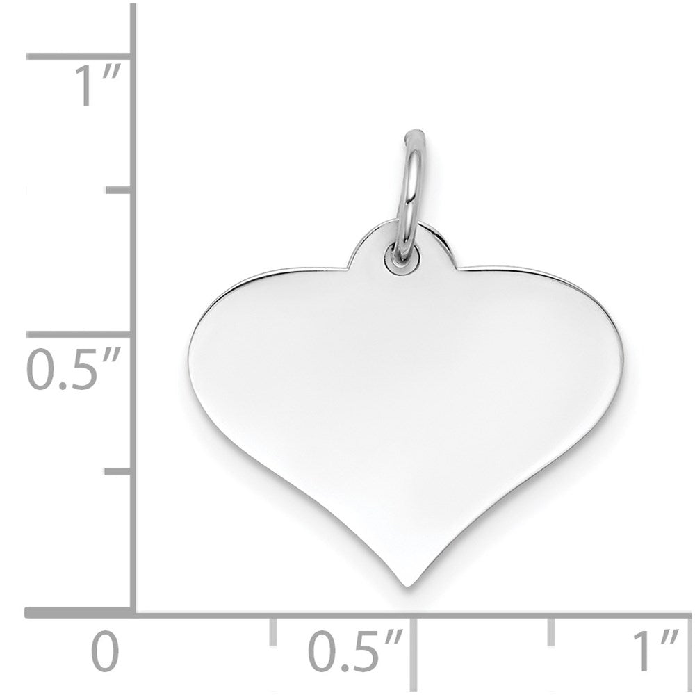 14K Weißgold Schlicht Gravierbar Herz Plättchen Charm