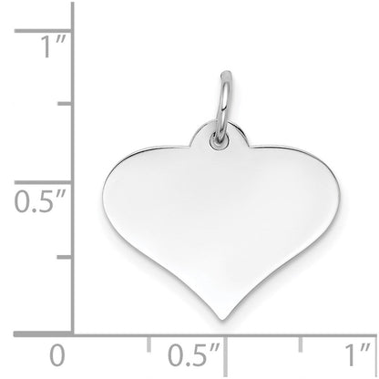 14K Weißgold Schlicht Gravierbar Herz Plättchen Charm