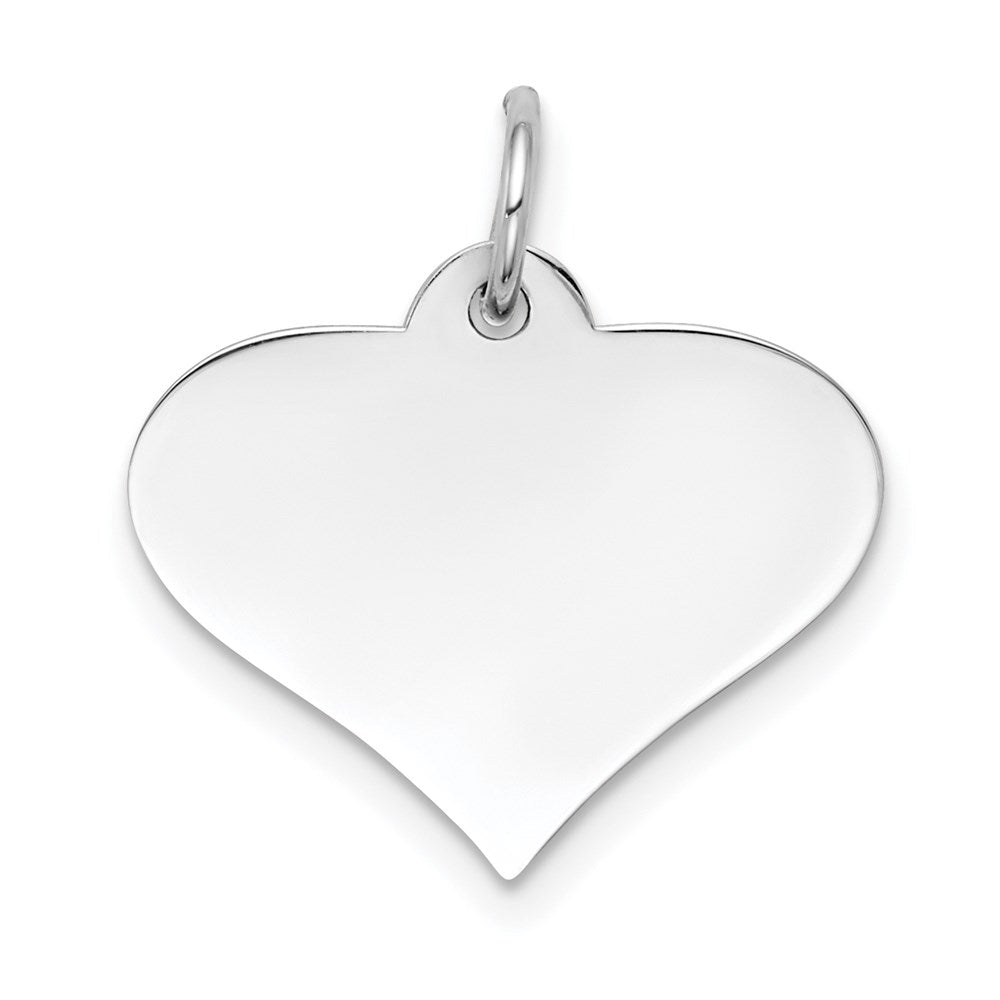 14K Weißgold Schlicht Gravierbar Herz Plättchen Charm