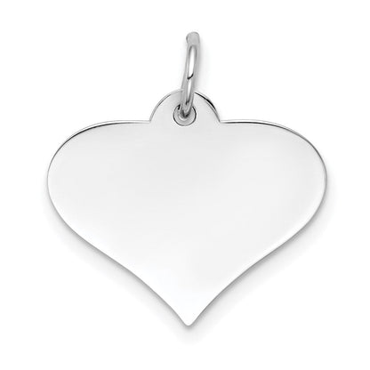 14K Weißgold Schlicht Gravierbar Herz Plättchen Charm