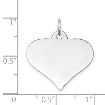 14K Weißgold Schlicht Gravierbar Herz Plättchen Charm
