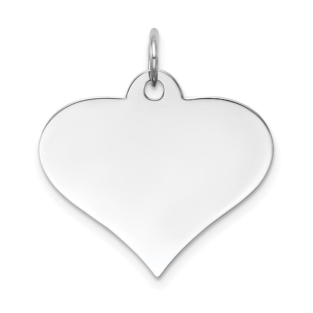14K Weißgold Schlicht Gravierbar Herz Plättchen Charm