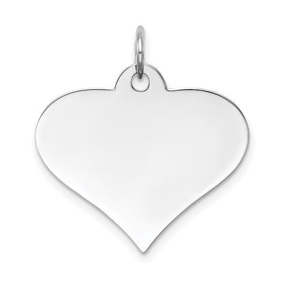 14K Weißgold Schlicht Gravierbar Herz Plättchen Charm