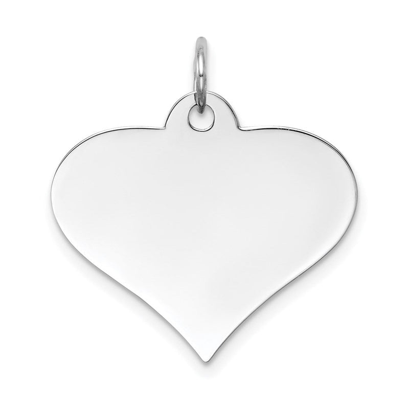 14K Weißgold Schlicht Gravierbar Herz Plättchen Charm