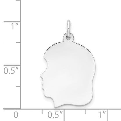 14K Weißgold 14K Weiß Schlicht Mittel.011 Depth Zugewandt Left Gravierbar Mädchen Charm