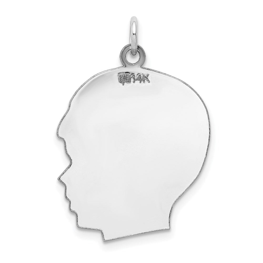 14K Weißgold 14K Weiß Schlicht Groß.011 Depth Zugewandt Right Gravierbar Junge Charm