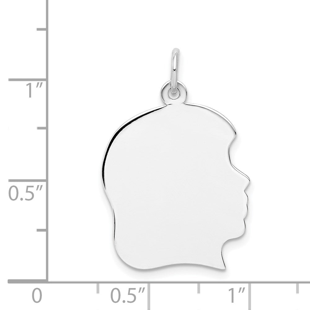14K Weißgold 14K Weiß Schlicht Groß.011 Depth Zugewandt Right Gravierbar Mädchen Charm