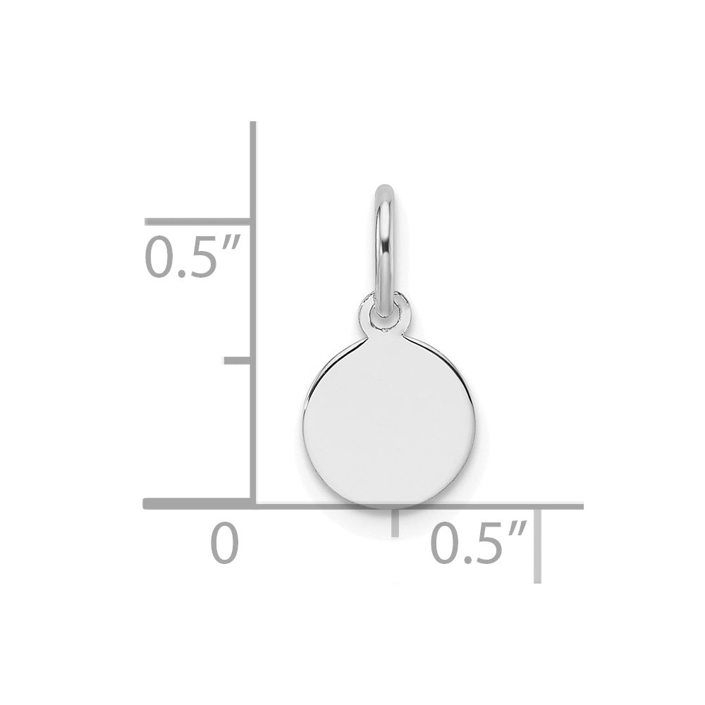 14K Weißgold Schlicht Rund Gravierbar Plättchen Charm