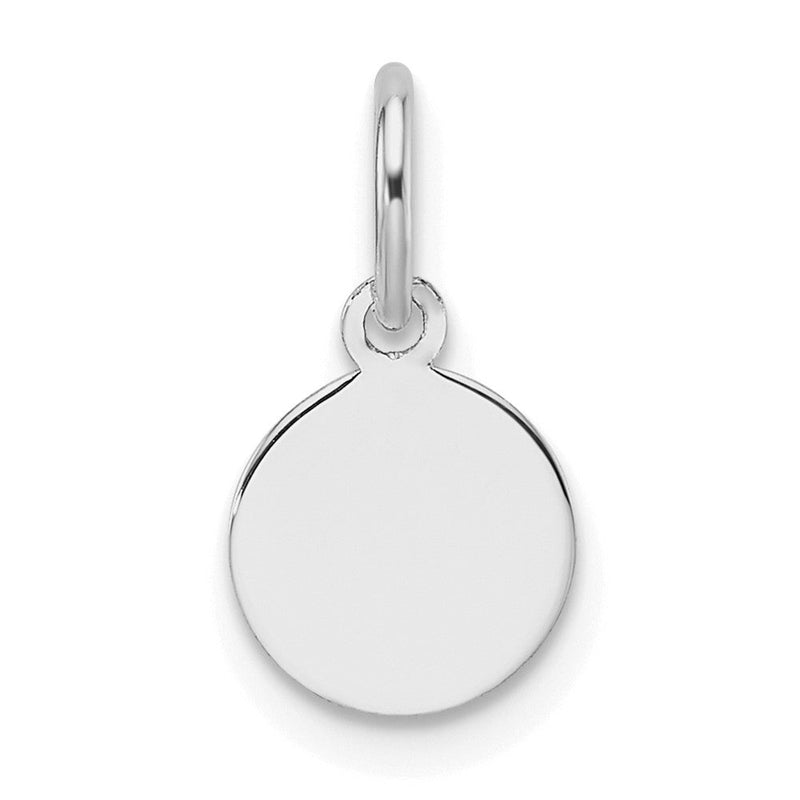 14K Weißgold Schlicht Rund Gravierbar Plättchen Charm