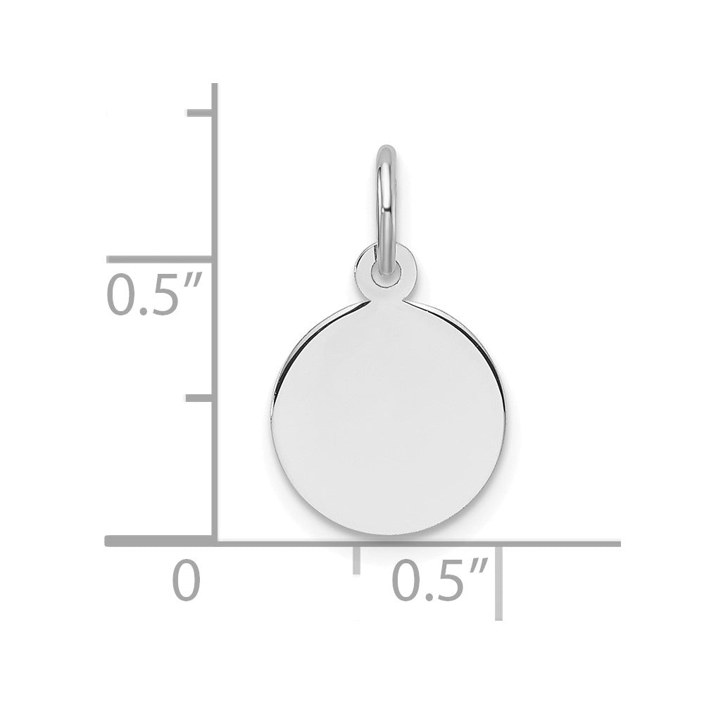 14K Weißgold Schlicht Rund Gravierbar Plättchen Charm