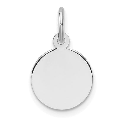 14K Weißgold Schlicht Rund Gravierbar Plättchen Charm